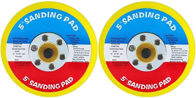 BDZMC 2 PCS 5" Hook and Loop Backing Pads, Dual Action Sanding Pad, 5/16" Arbor 24 Thread Polisher Backing Pad for Air Orbital Sander, 12000RPM Sanding Pads for Finishing Polishing Buffing - Image 1